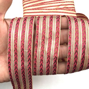 This Is 9 Yard Pink And Gold Jacquard Ribbon Lace For Crafting,Sewing With Embroider Design Used In Different Artifacts
