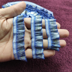 9 Yards Indian Blue Fringe Trims Laces Sari Borders Fringe Trims Elastic Fringe Trim Piping Fringe Trim Boho Fringe Fabric tribal Fringe