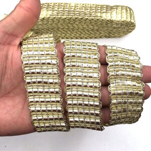 This Is 9 Yard Gold Ribbon Lace For Crafting ,Sewing With Embroider Design Used In Different Artifacts