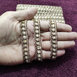 Copper Brown Woven Piping Trim, Sari Border Embellishment (9 Yards)