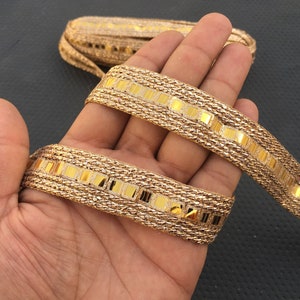 By Yard Golden Indian Trim Ribbon Lace For Crafting Sewing With Embroidery Used In Different Artifacts