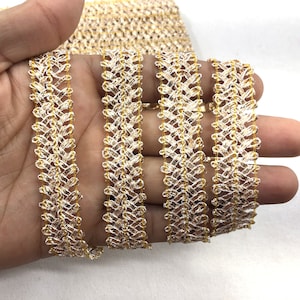 This Is 9 Yards Rose Gold Color Woven Ribbon Lace Trim  For Crafting,Sewing With Beautiful Design Used In Different Artifacts
