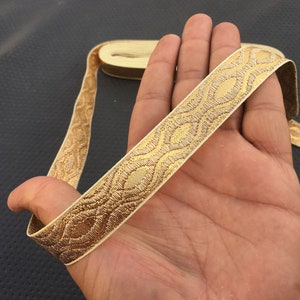 By Yard Golden Embroidered Indian Jacquard Trim Ribbon Lace For Crafting Sewing With Embroidery Used In Different Artifacts