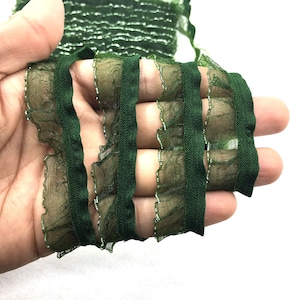 Grün indische Fransenborte elastische Fransenborte dehnbar Fransenborte Stoff-Fransenband Paspelierung Fransenband Nähen Fransenband.