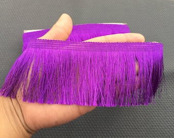 Ribete de flecos indios morados, borde metálico para sari, 9 yardas