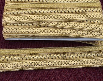 Gold Woven Ribbon Lace Trim, Sewing, Crafting, Artifacts