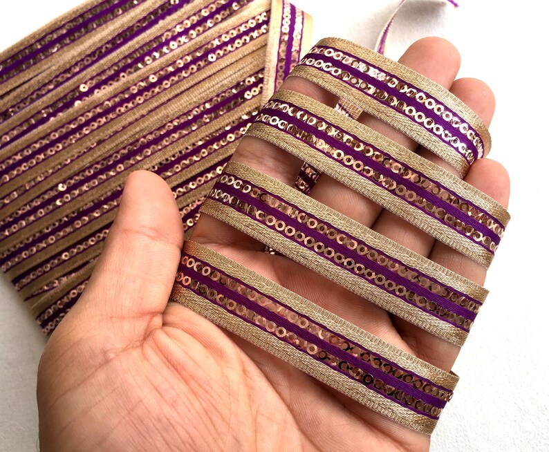 This Is 9 Yard Purple And Gold Sequin Ribbon Lace Trim For Etsy
