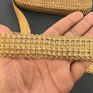 By Yard Golden Indian Jacquard Trim Ribbon Lace For Crafting Sewing With Embroidery Used In Different Artifacts