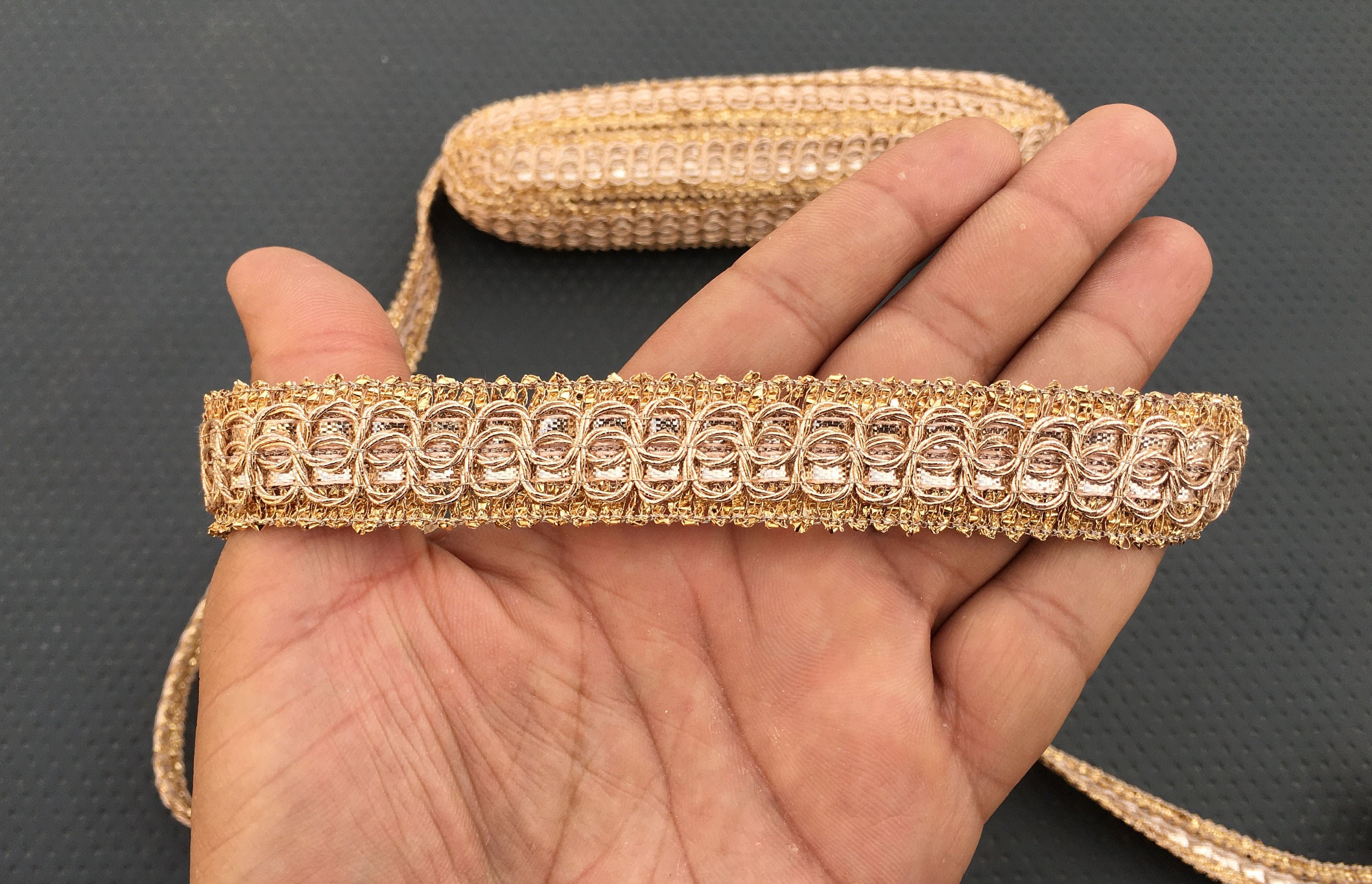 By Yard Beautiful Rose Gold Ribbon Lace Trim for Crafting,sewing Used