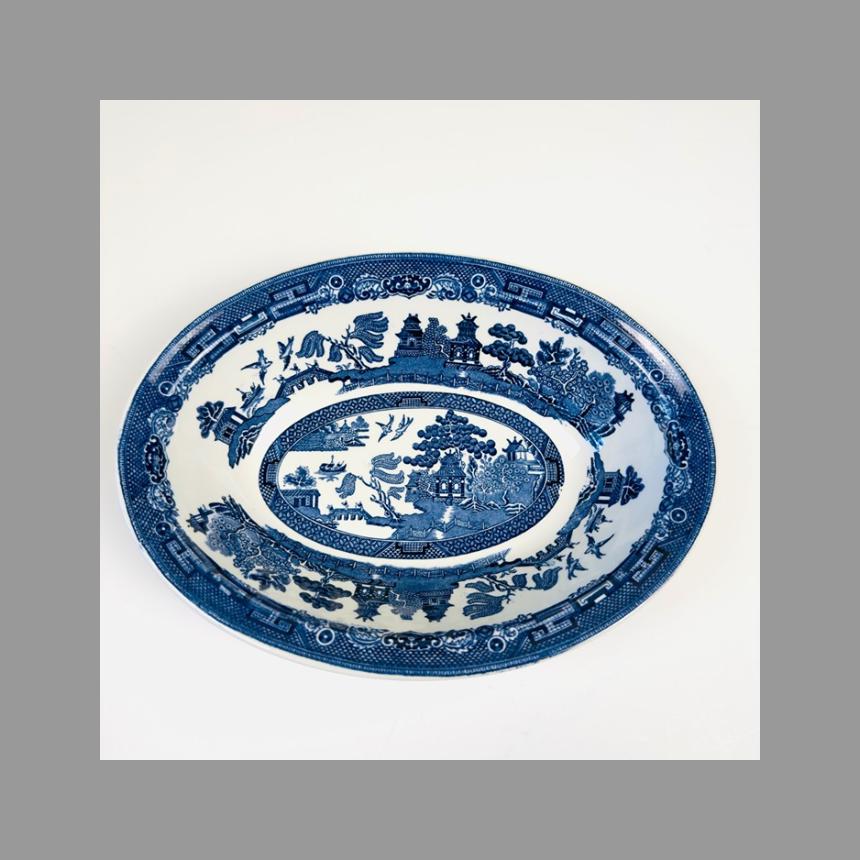 Vintage Blue Willow Oval Bowl - Etsy