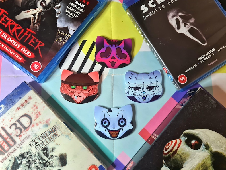SLASHER KITTIES - cat shaped badges - 53x58mm image 3