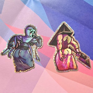 Pyramid Head and Ghostie Cake - Glitter Holographic Sticker