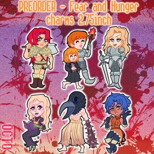 FEAR AND HUNGER - Acrylic charms 2.75 inch with coloured lobster clasp