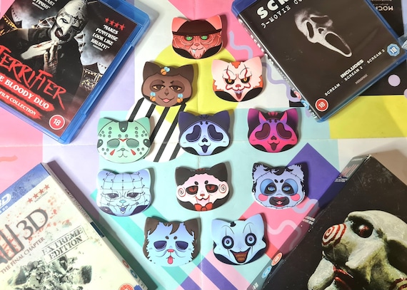 SLASHER KITTIES -  cat shaped badges - 53x58mm