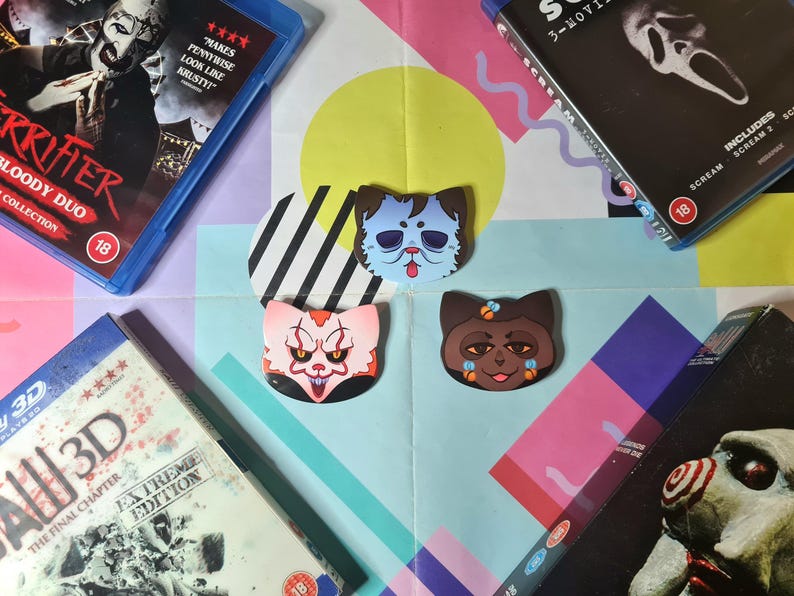 SLASHER KITTIES - cat shaped badges - 53x58mm image 5