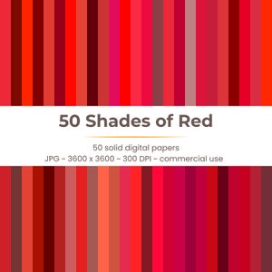 Confezione di carta digitale 50 sfumature di rosso / Carta per album / Carta stampabile / Sfondi / Rossi solidi / Carta per uso commerciale