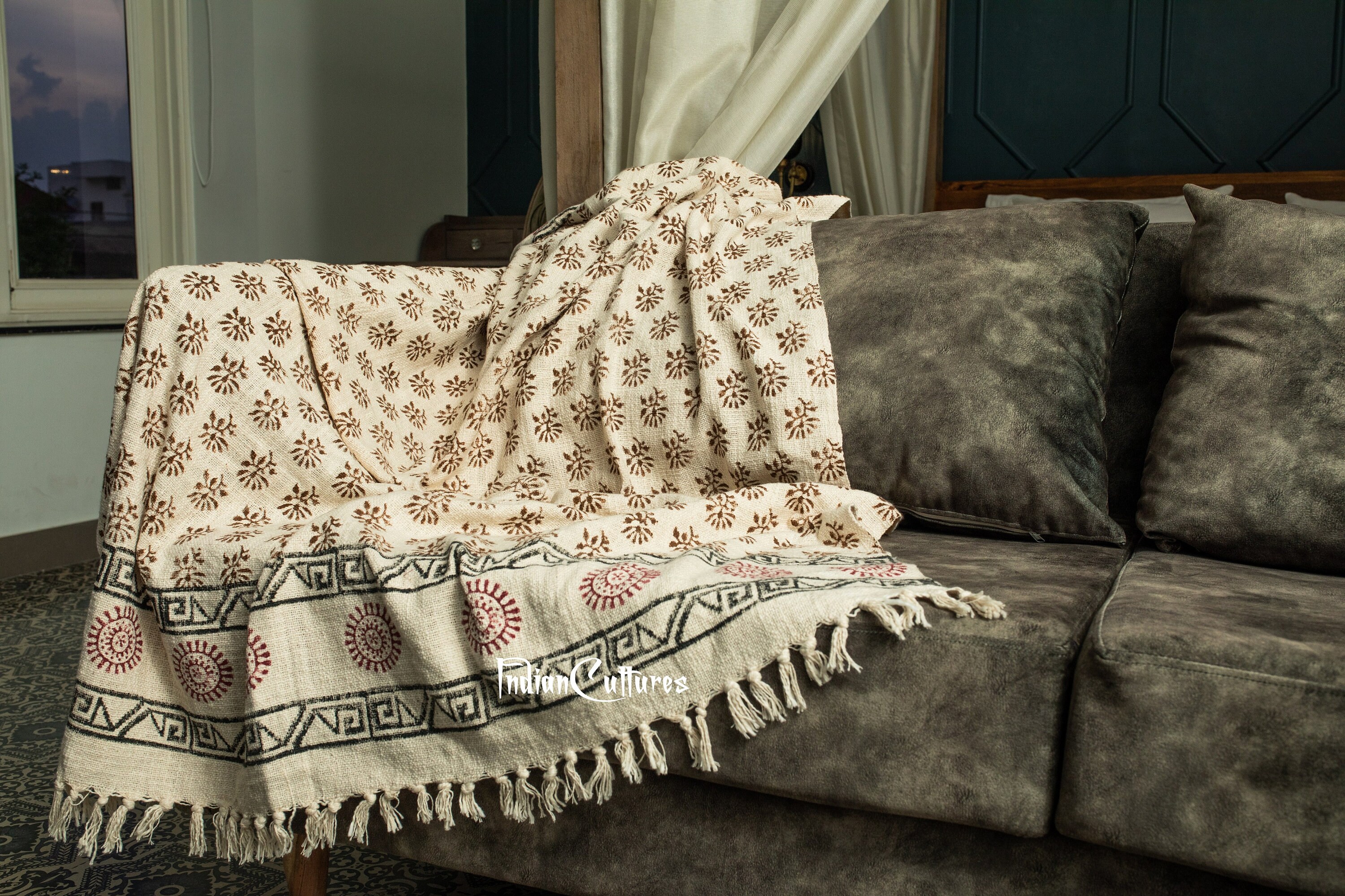 Soft Cozy Throw Blanket Bohemian Throw Traditional Print Etsy