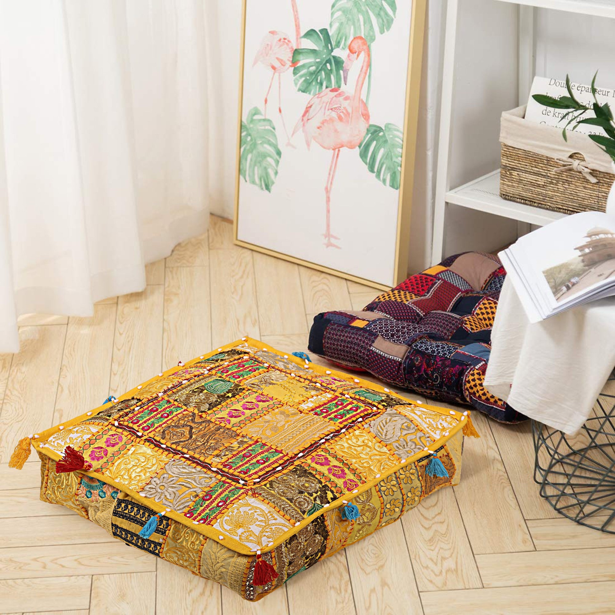 Indian Large Floor Cushion Cover Floor Seating Meditation Etsy