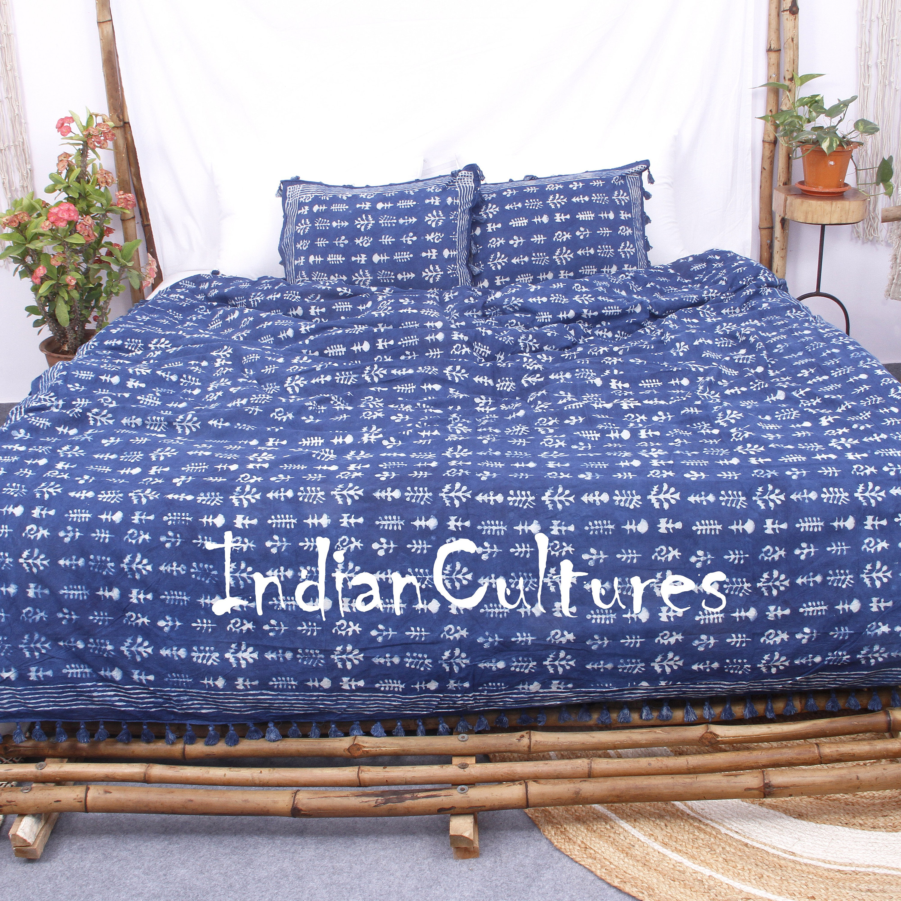 Indigo Dimond Print Duvet Cover / Cotton Duvet Cover /Bedding Etsy