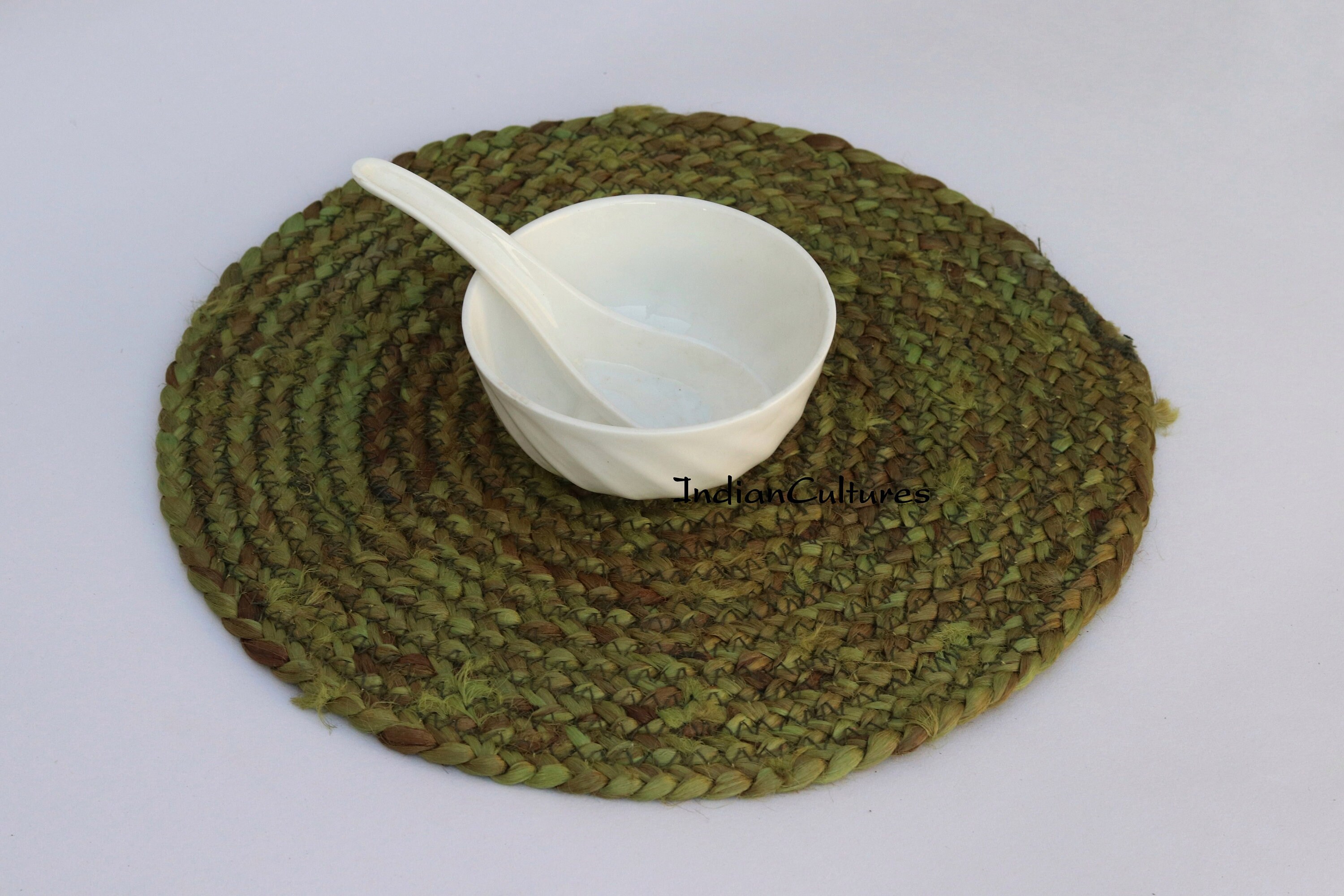 Hand Woven Round Placemats Set of Placemats coaster Set Etsy