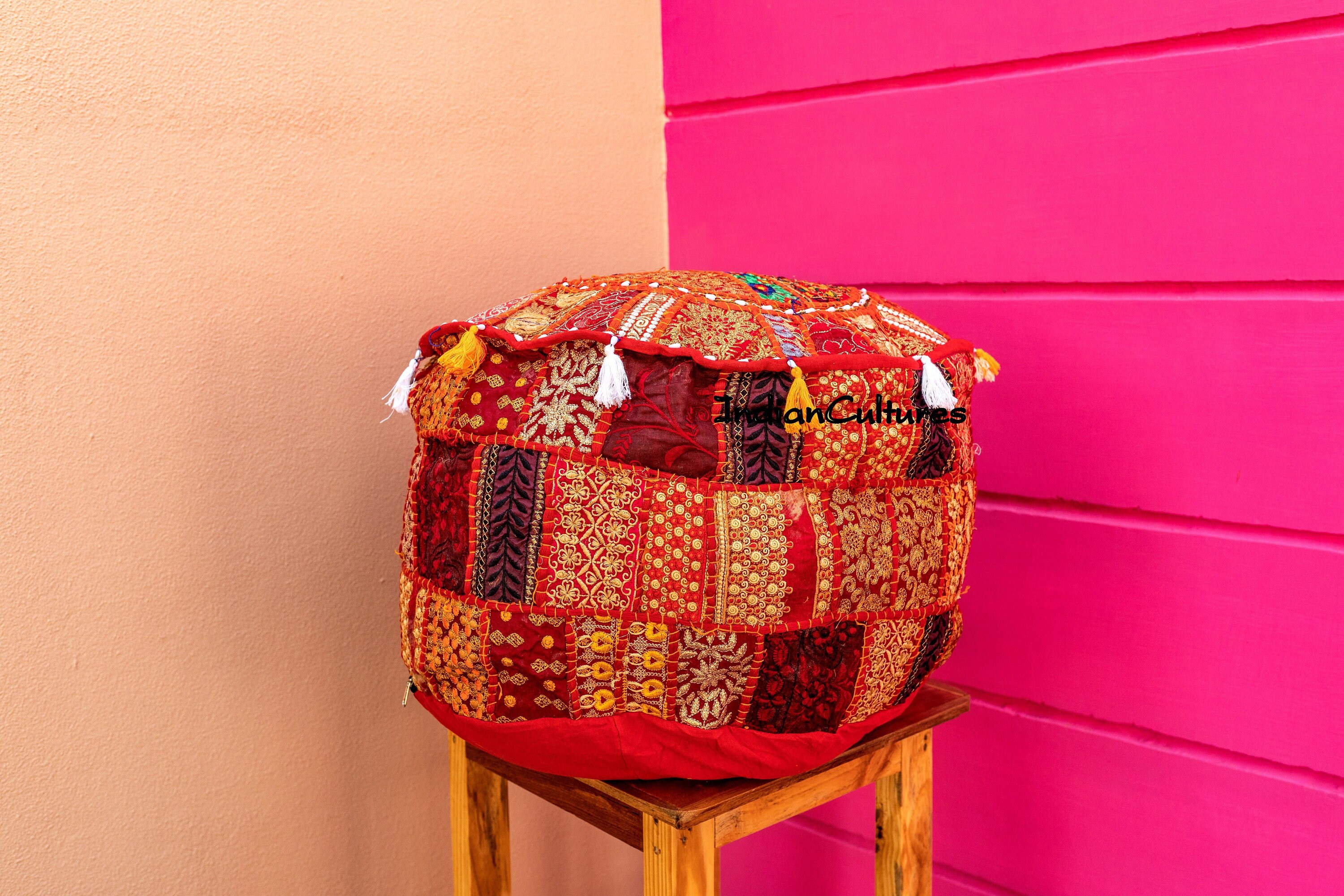 Round Ottoman Pouf Seating Pouf Cover Furniture Storage Living Etsy