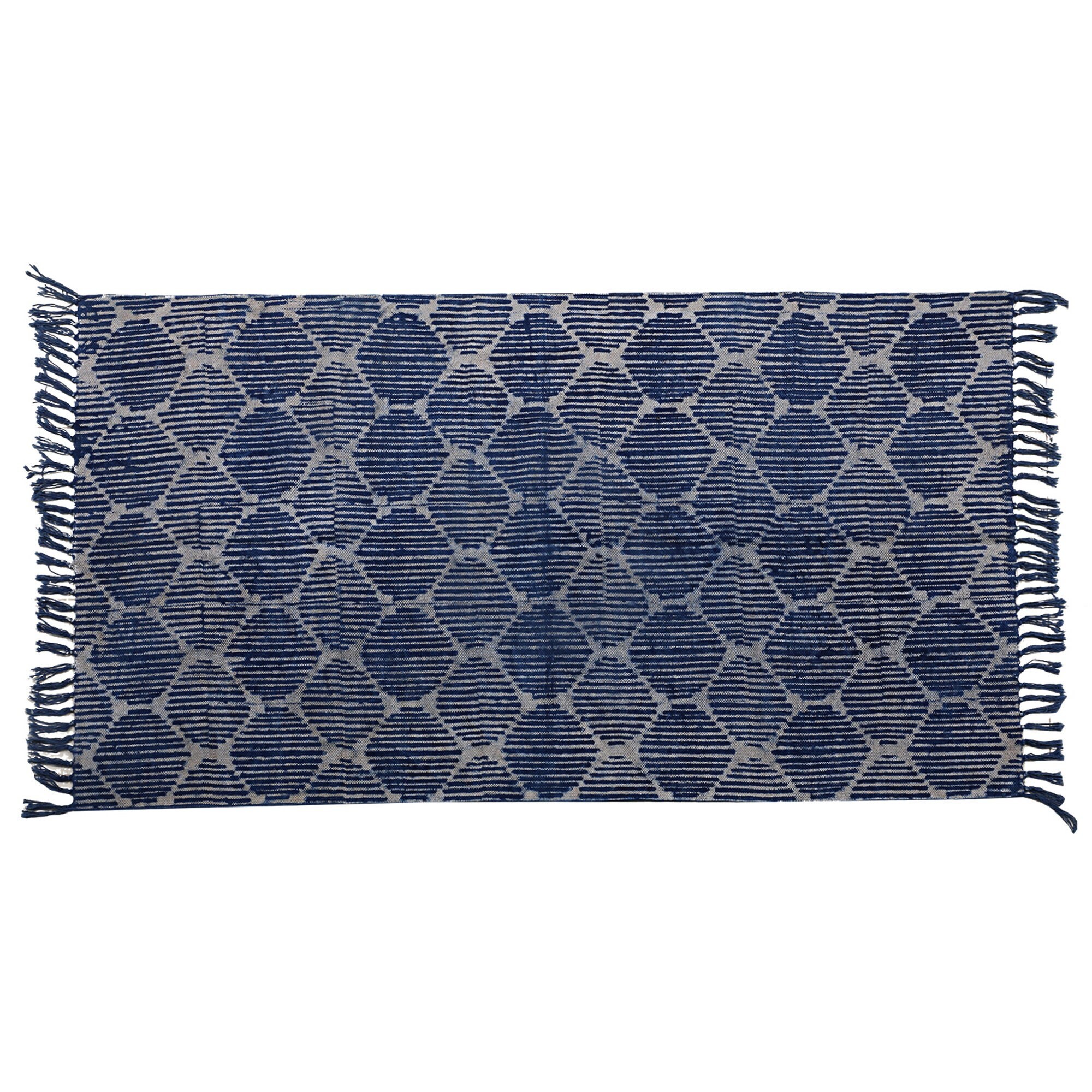 Indigo Cotton Area Rug Small Rug Indigo Hand Block Print Rug Etsy