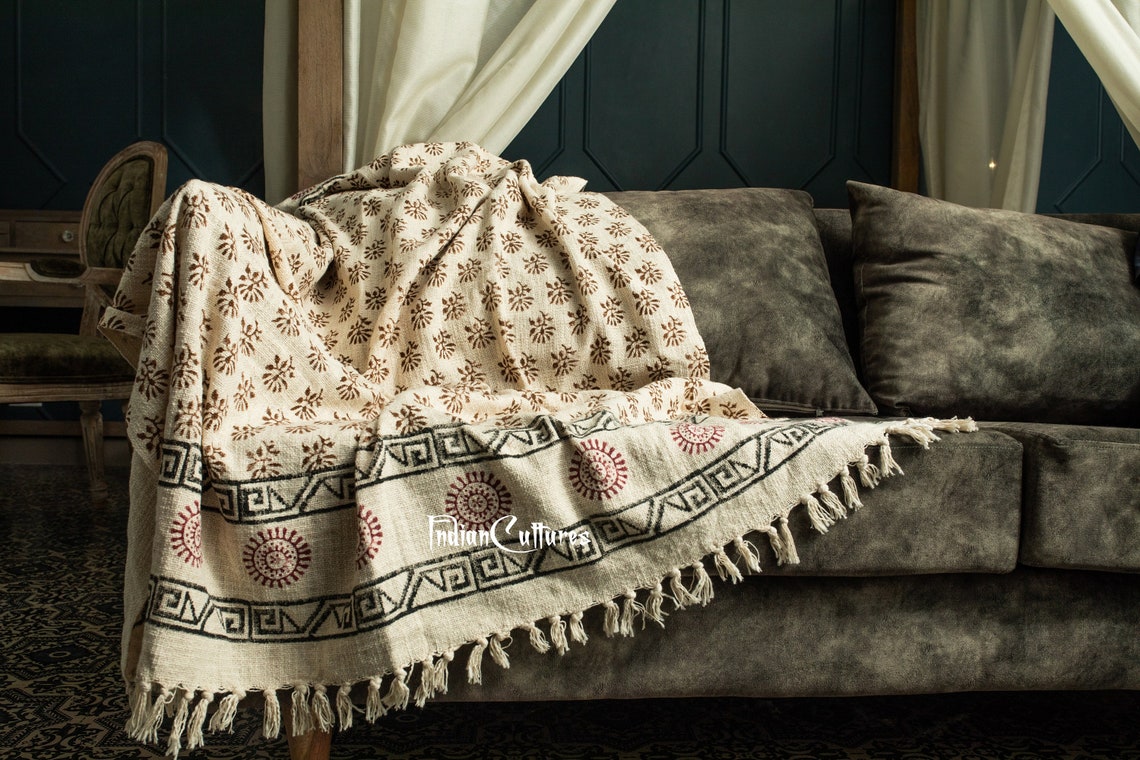 Soft Cozy Throw Blanket Bohemian Throw Traditional Print Etsy