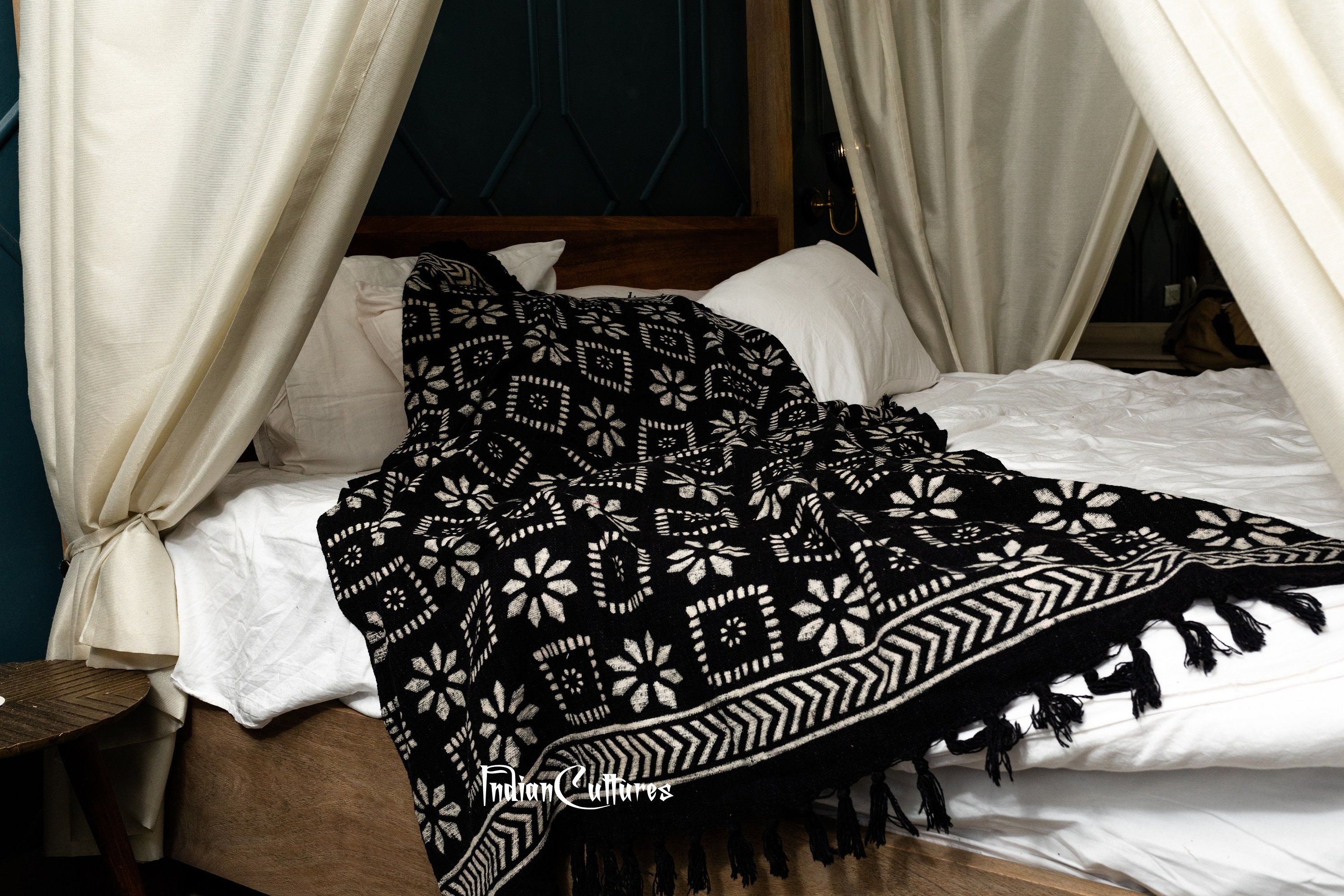 Ethnic Mudcloth Throw Blankets for Sofas Black & White Hand Etsy