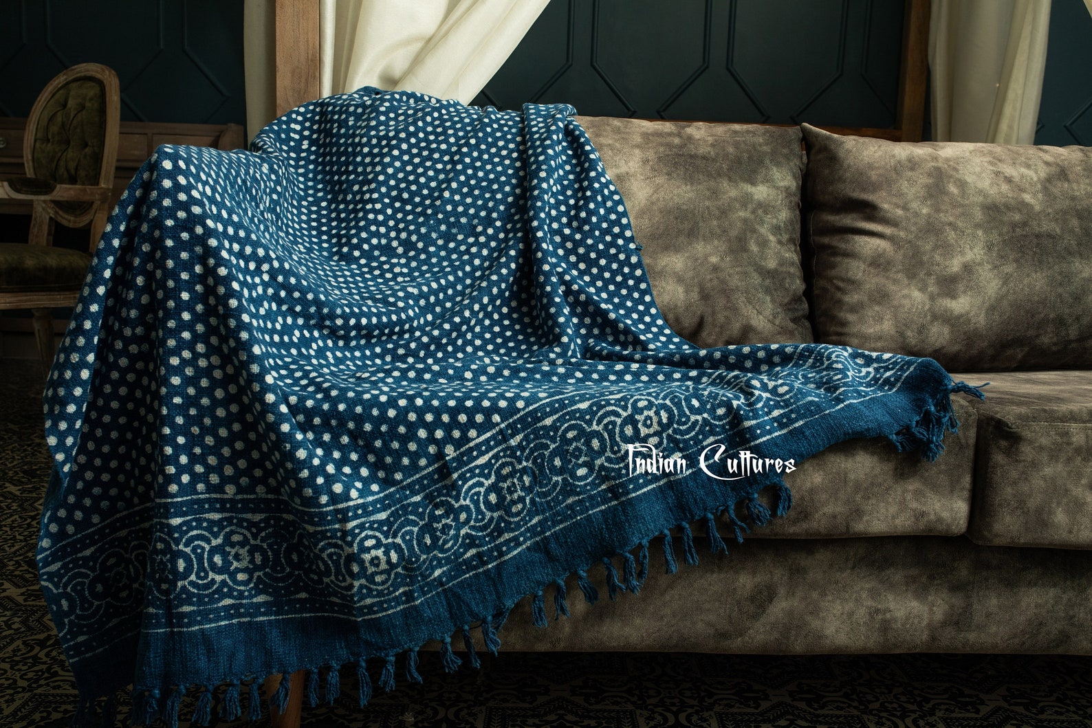 Indigo Mud Cloth Throws Aunthentic Home Textile Throws Etsy