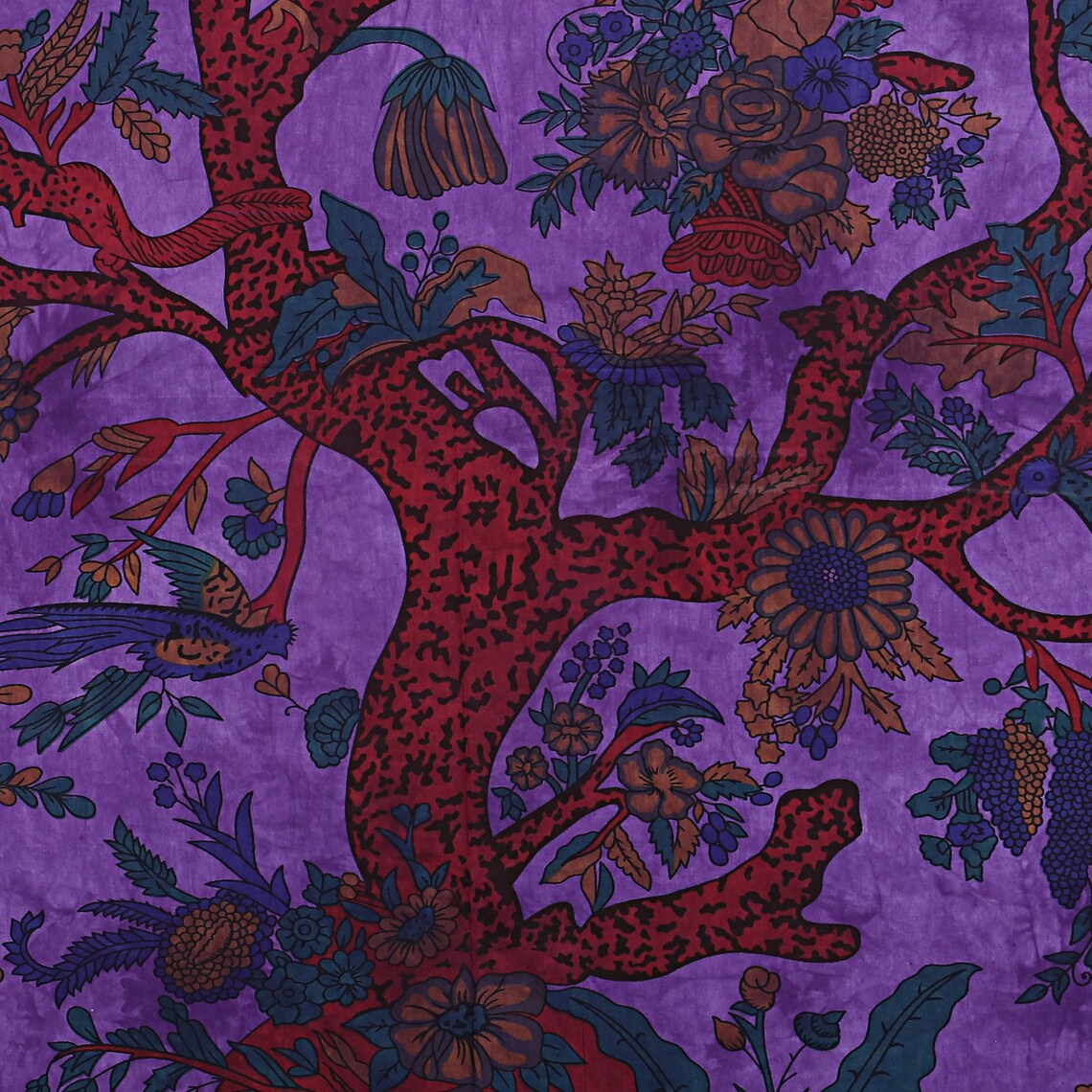 Purple Tree of Life Tapestry Handmade Cotton Queen Size Wall Etsy