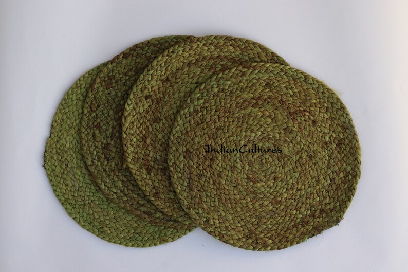 Hand Woven Round Placemats Set of Placemats coaster Set Etsy