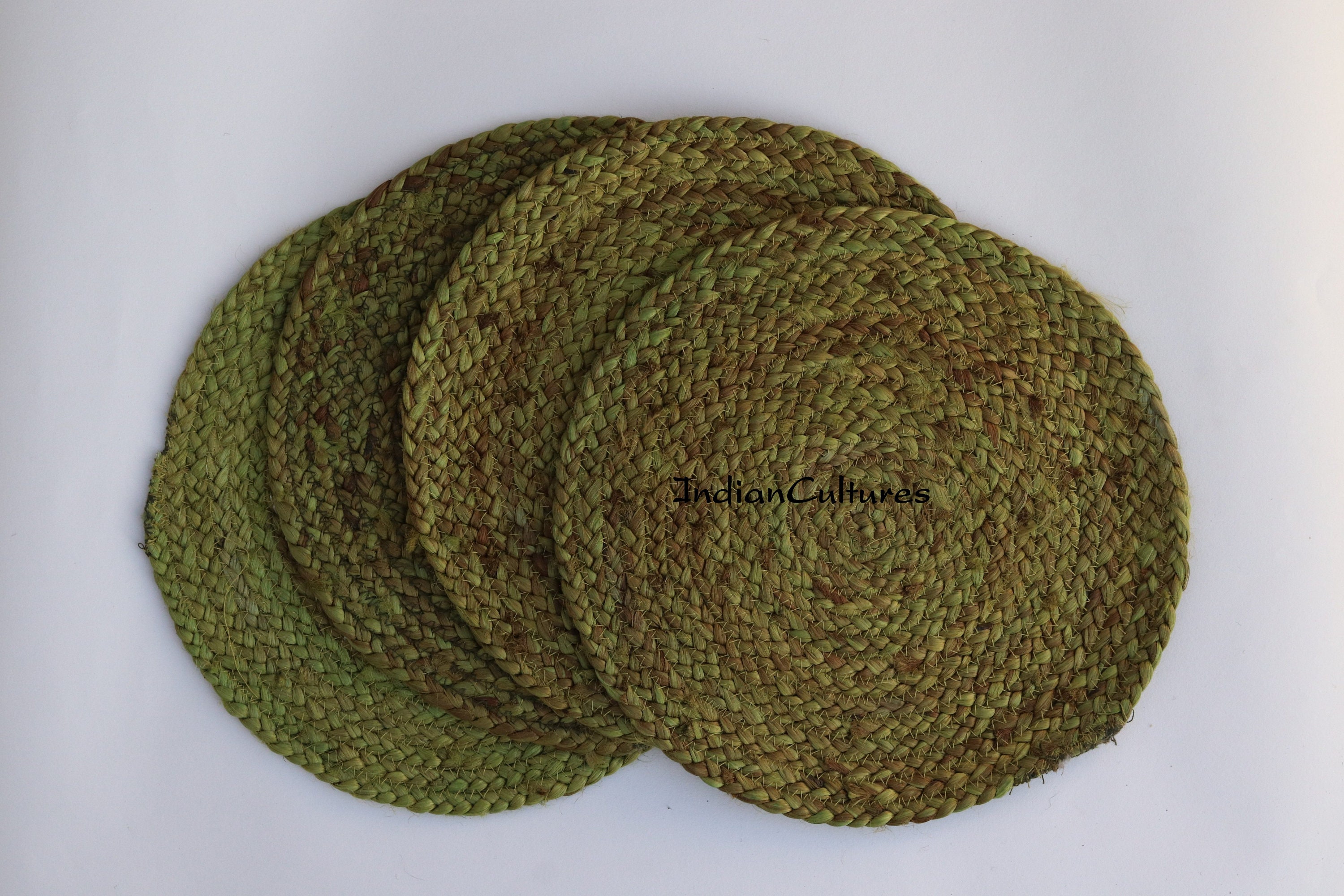 Hand Woven Round Placemats Set of Placemats coaster Set Etsy
