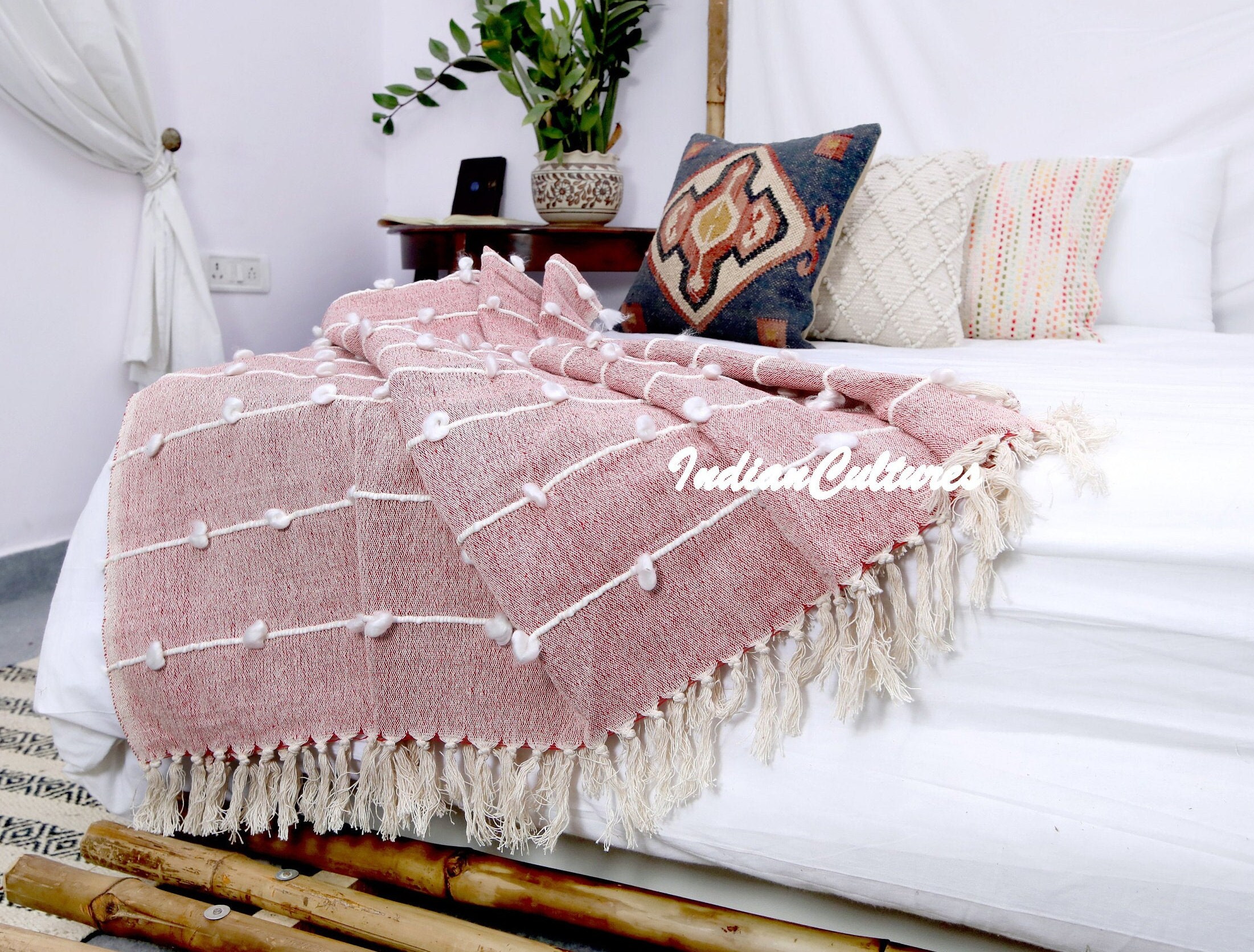 Decorative Pink Sofa Throw for Wedding Gift Tufted Throw Etsy