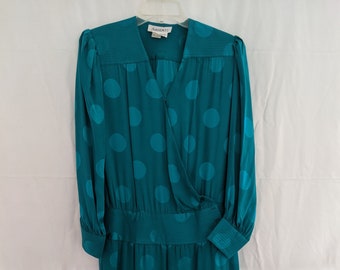 teal silk wrap dress