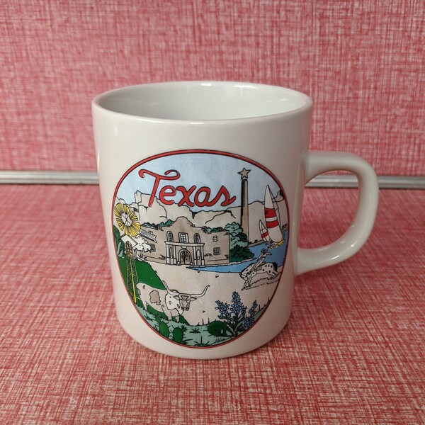 Vintage Texas State Souvenir Mug Alamo Steer Coast