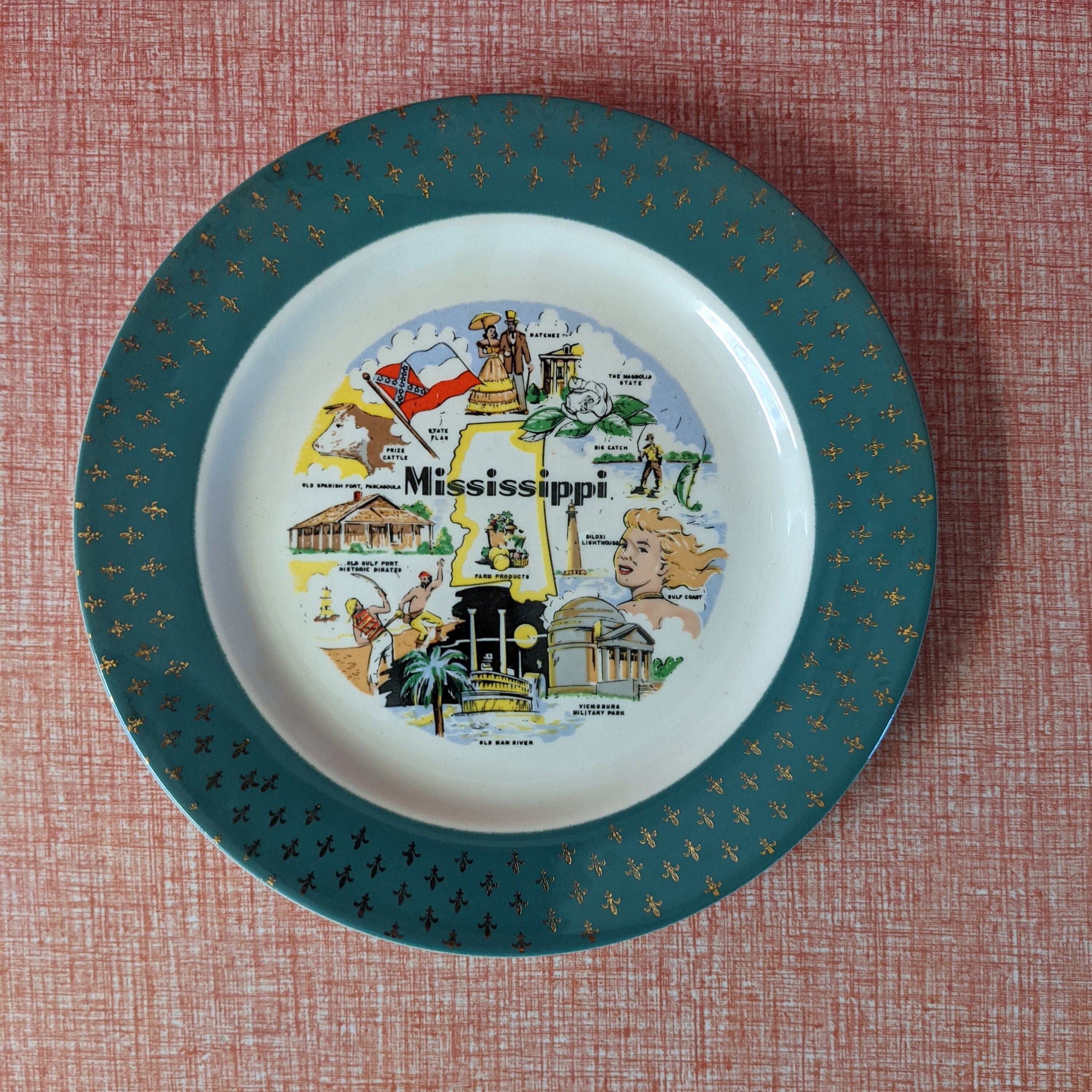Vintage Mississippi Souvenir Wall Plate Etsy