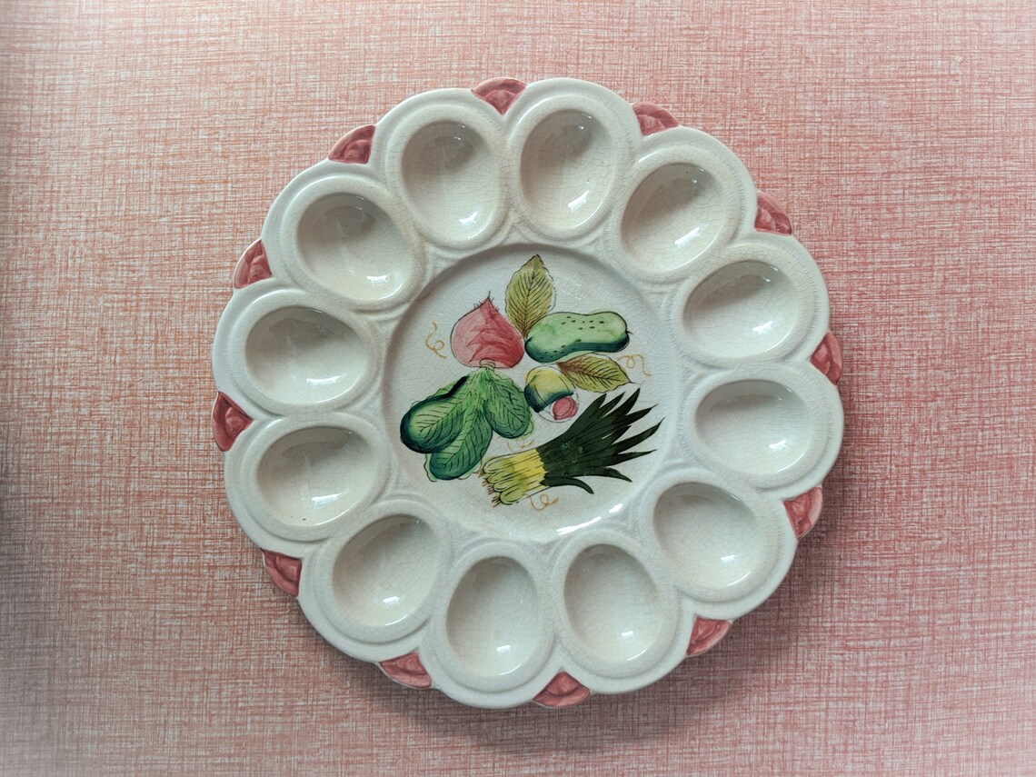 Vintage Ceramic Hand Painted Egg Plate Etsy