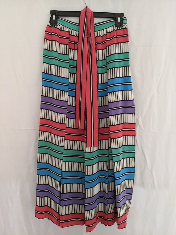 Vintage Pleated Striped Silk Skirt