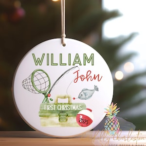 Baby&#39;s First Christmas Ornament | First Christmas | Personalized Ornament | Custom Ornament | Christmas Ornament | Fishing Ornament | Fisher