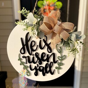 Easter Door Hanger | He Is Risen Door Hanger | Easter Decor | Religious Door Hanger | Hello Sign | Jesus | Easter Decor | Matthew 28:6 Verse