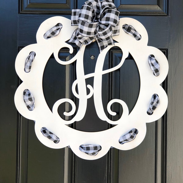 Monogram Door Wreath Etsy