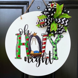 O Holy Night Christmas Door Hanger: Laser Cut Wood Decor