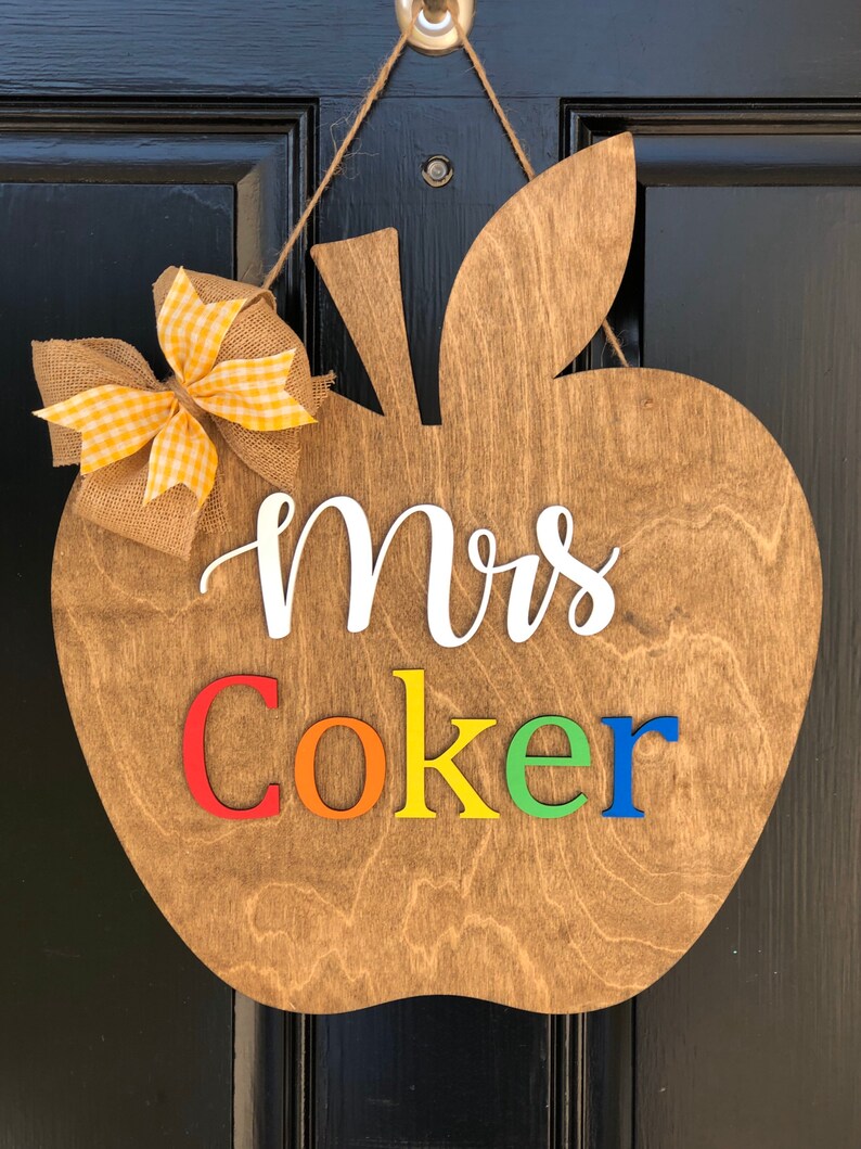Teacher Apple Door Hanger Teacher Gift Teacher Etsy