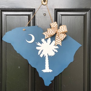 South Carolina Door Hanger - Palmetto Tree and Moon Decor