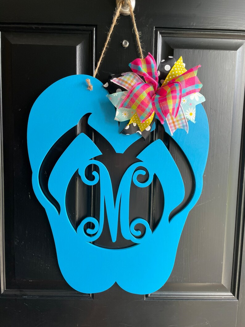 Monogram Flip Flop Door Hanger: Spring Summer Decor - Etsy