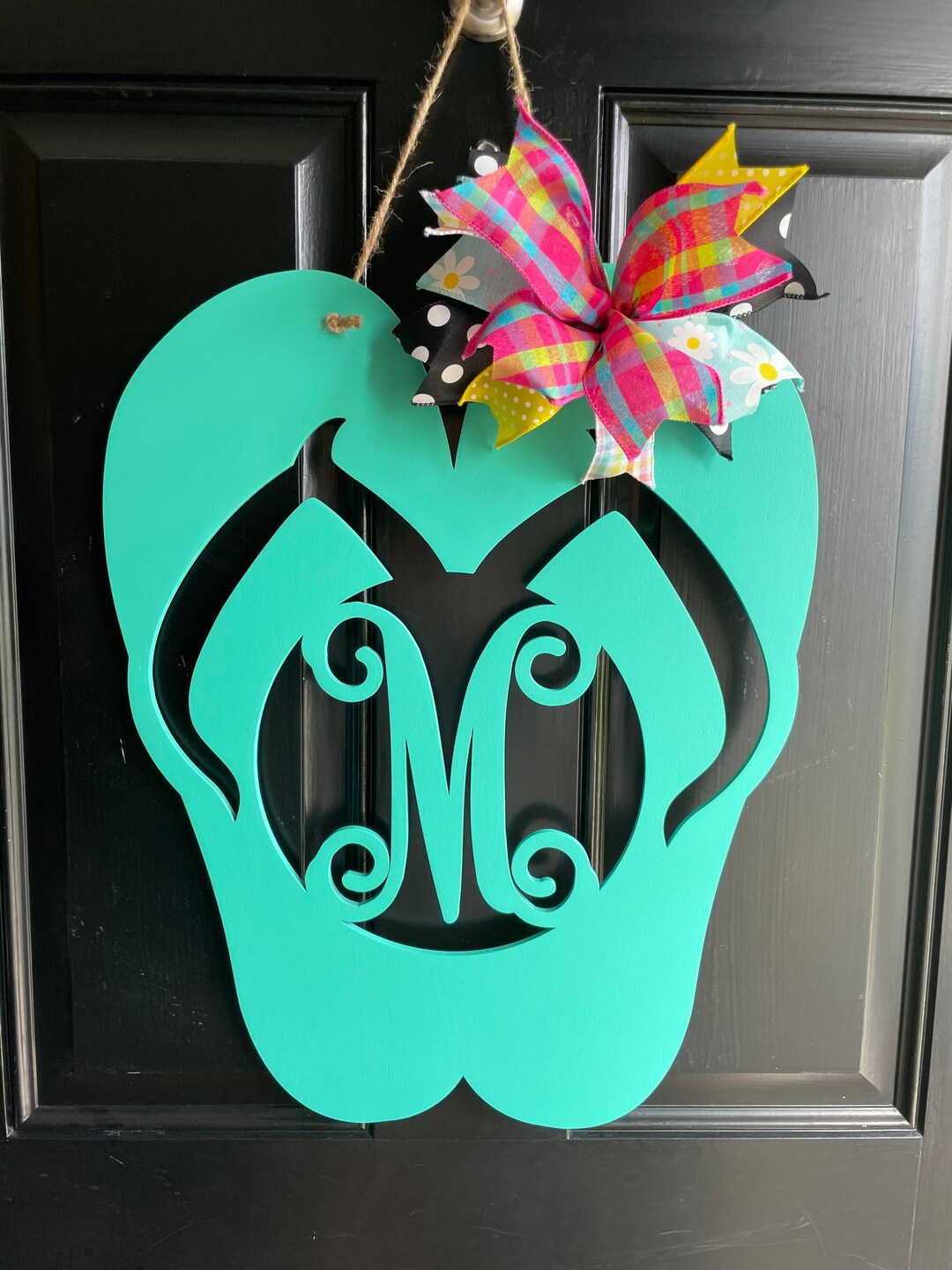 Monogram Flip Flop Door Hanger: Spring Summer Decor - Etsy