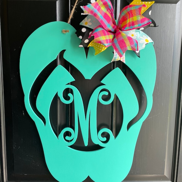 Monogram Door Hanger | Monogram Flip Flop Door Hanger | Flip Flops | Summer Door Hanger | Spring Door Hanger | Door Hanger | Monogram