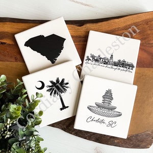 Coasters | Pineapple Fountain | Charleston Gifts | Ceramic Coaster Set | Coaster Set | Coaster Gift Set