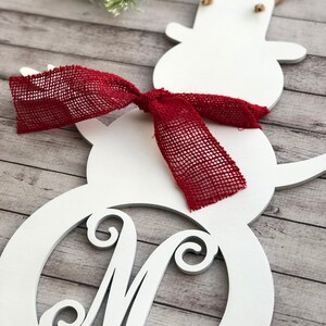 Snowman Door Hanger - Monogram Snowman - Christmas Door Hanger - Winter ...