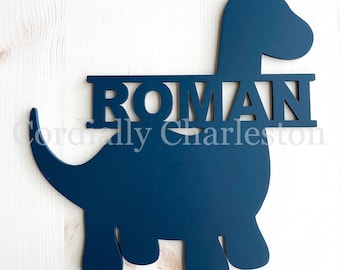 Dinosaur Name Sign: Laser Cut Birch Plywood Nursery Decor